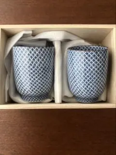 ◎売り切り貴重 清水焼 京焼の孝峰作 染付雲錦詰湯 夫婦湯のみ 中縁