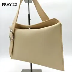 【美品】フレイアイディー アシメベルト ハンドバッグ 合皮 ベージュのサムネイル