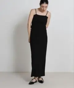 ダブルストラップカップ付きリブキャミワンピース