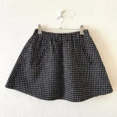 ☆フレアスカート ミニスカート ウエストゴム 飾りポケット 裏地有 L