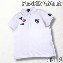 【PEARLY GATES】ゴルフ半袖ポロシャツ 刺繍ロゴ 89ワッペン 白 1のサムネイル