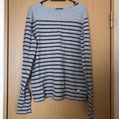 beams heart 長袖カットソー　ボーダー　グレー×ブラウン