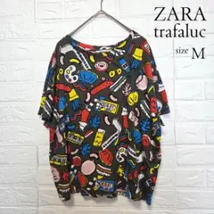 ZARA ザラ トラファラック trf 総柄Tシャツ　半袖　Mのサムネイル