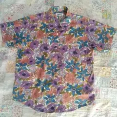 LIBERTY半袖シャツ　M　リバティ花柄　ハミルトン　オールドリバティ　開襟