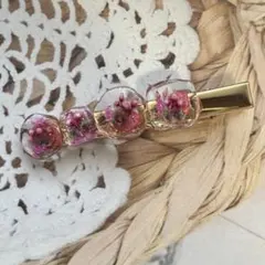 ドライフラワー入りクリアレジンヘアクリップ