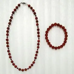 アフリカンコーラル風 ネックレス 天然石 ブレスレット セット