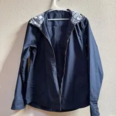 ネイビー フード付きカジュアルジャケット（ウィンドブレーカー）