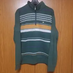 Golden Bear 緑 ストライプ ハーフジップ M