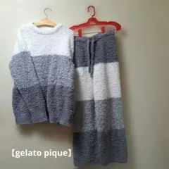 GELATO PIQUE ボアストライプルームウェア上下セット Size:S-M