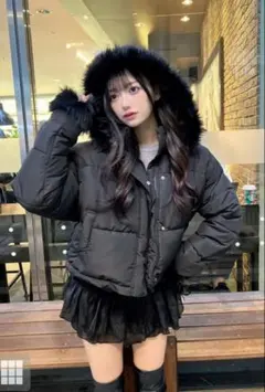 GRL【kd81】黒 マルチWayフード付きファーダウンジャケット