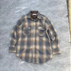 【希少】90s セントジョンズベイ オンブレチェック ウールシャツ M〜L