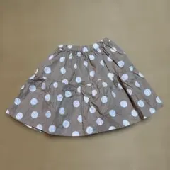 茶色と白の水玉模様 ティアードスカート 120cm