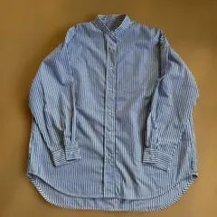 ノーカラーストライプシャツ