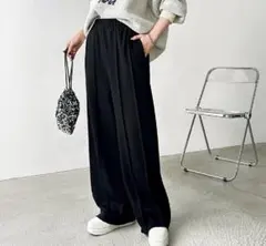 GeeRa フロントラインスウェットパンツ　ブラック　大きいサイズ　ゆるキレイ