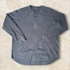 ワッフルヘンリーネックTシャツ/長袖