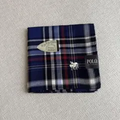 【新品未使用】POLO ネイビーチェックハンカチのサムネイル