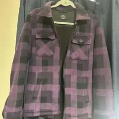 ボアフリース ジャケット L 紫と黒 チェック柄