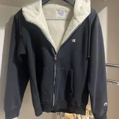 Champion ブラック フリースパーカー L