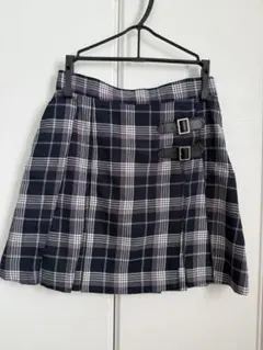 ネイビー チェック柄スカートとブラウスセット/130