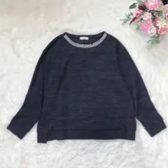 アースミュージック＆エコロジー 長袖ニット ビーズ シンプル ベーシック 可愛い