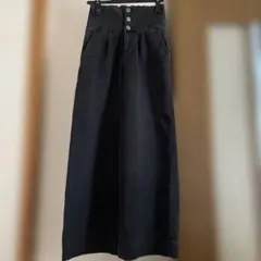 ブラック ワイドデニムガウチョパンツ ハイウエスト