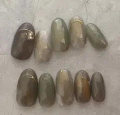 ブラウン　ニュアンス　ネイルチップ