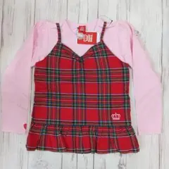 BABY DOLL チェックキャミソール付きロングＴシャツ １４０cm
