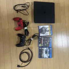 PlayStation 4 本体 赤黒コントローラー 3本のゲームソフト付き