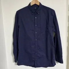 ユニクロ　UNIQLO 長袖BD Yシャツ　ネイビー　ドット　 サイズ XL