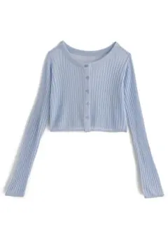 新品未使用 GRL ショート丈シアーニットカーディガン[an1338] ブルー