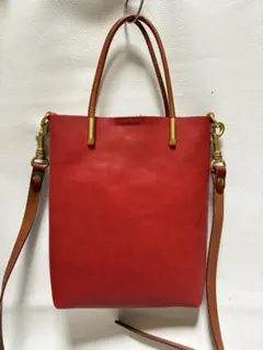 本革２wayショルダーバッグ・ハンドバッグ・斜め掛けショルダー・赤色