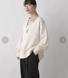 LOWRYS FARMウラケフカＶネックプルオーバー　スウェット　グレー