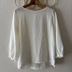 23区　とろみ素材タックスリーブブラウス　ホワイト　38