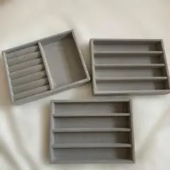 グレー ベロア アクセサリーケース 3点セット