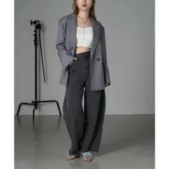 グレー ダブルボタン テーラードジャケット RayCassin