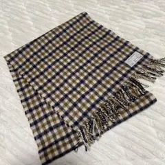 アクアスキュータム　カシミヤマフラー　ブラウン×ネイビー　クラブチェック