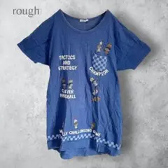 【rough natural charm】　チュニック　半袖　刺プリント　紺色
