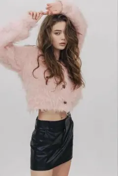 THE TOE WESTMINSTER SHAGGY CARDIGAN pink