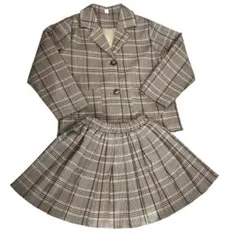 キッズ チェック柄 セットアップ ジャケット プリーツスカート 150cm