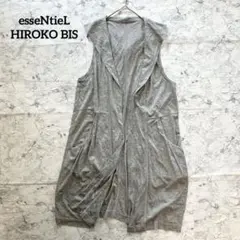 【esseNtieL】ヒロコビス フード付ジレ 薄手 オシャレ グレー ミセス
