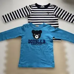 DOUBLE.B 長袖T水色.ストライプ 2枚セット