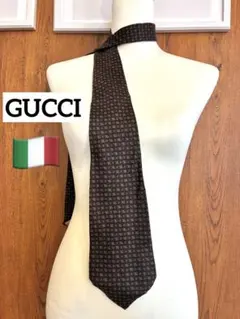 GUCCI ネクタイ 総柄 ダークブラウン