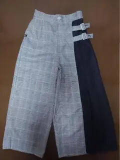 チェック柄ワイドパンツ（サイド黒生地）