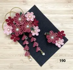 つまみ細工　髪飾り　和装　七五三　卒業式　 濃ローズピンク　1点限り！