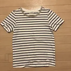 earth music&ecology ストライプ ビジュー 半袖Tシャツ