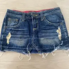 SpRay　ダメージ　デニムスカート　ミニ丈　カットオフ　Sサイズ