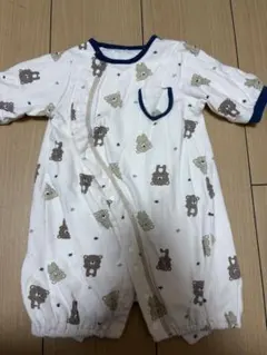 ベビー ロンパース 50-60サイズ くま 総柄 肌着一体型 バースデイ 新生児