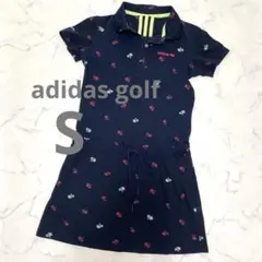 adidas レディース ゴルフポロシャツワンピース ヤシの木柄 ネイビー Sのサムネイル