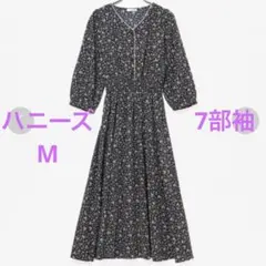 Honeys 花柄 Vネック ロングワンピース