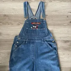 ミッキーマウス刺繍デニムオーバーオール サイズL